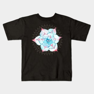 Watercolor Pink Blue Succulent Kids T-Shirt